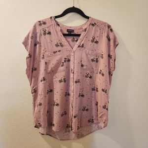 Torrid Top with Bikes & Flowers